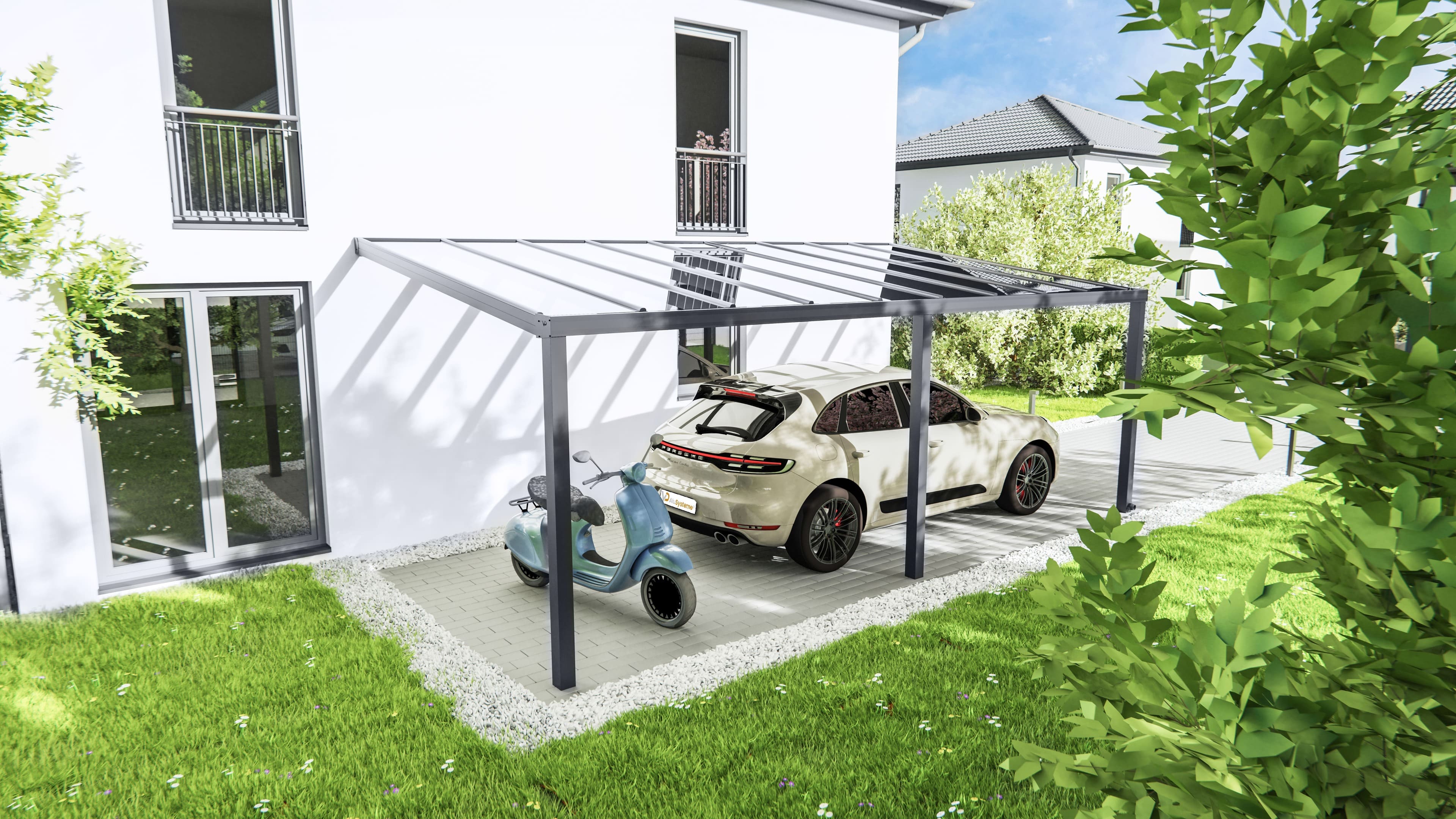 Carports aus hochwertigem Aluminium.