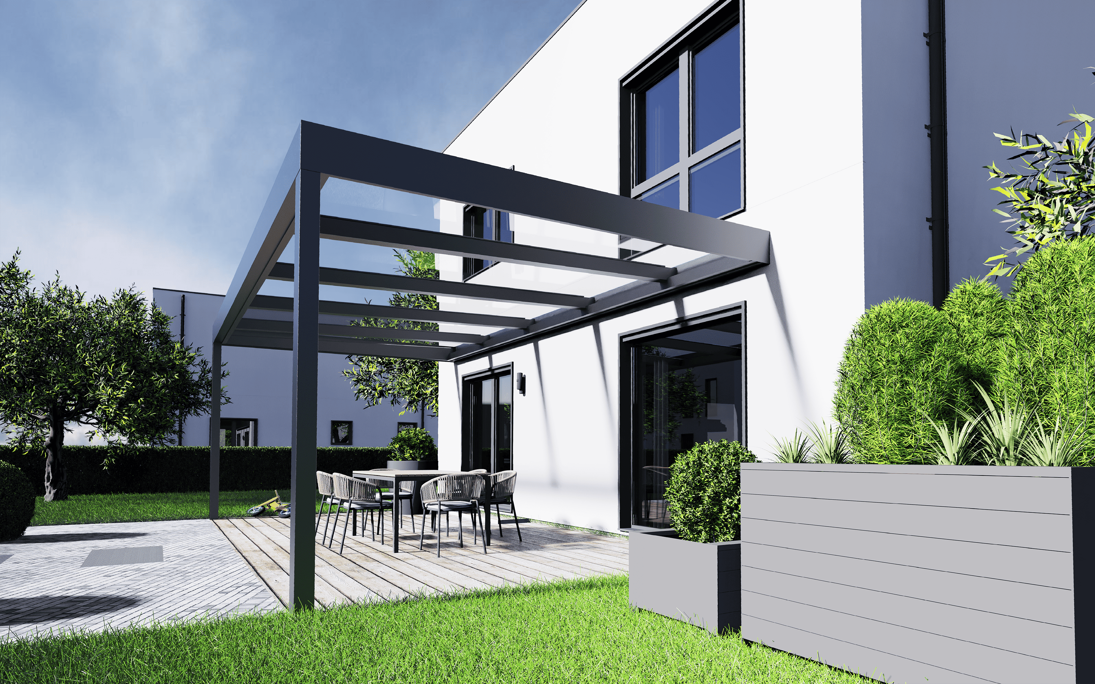 Terrassenüberdachungen aus hochwertigem Aluminium.